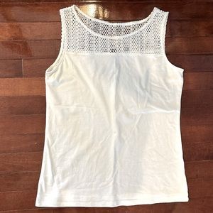 LOFT Crochet Detail Tank Top Size Medium /White Color